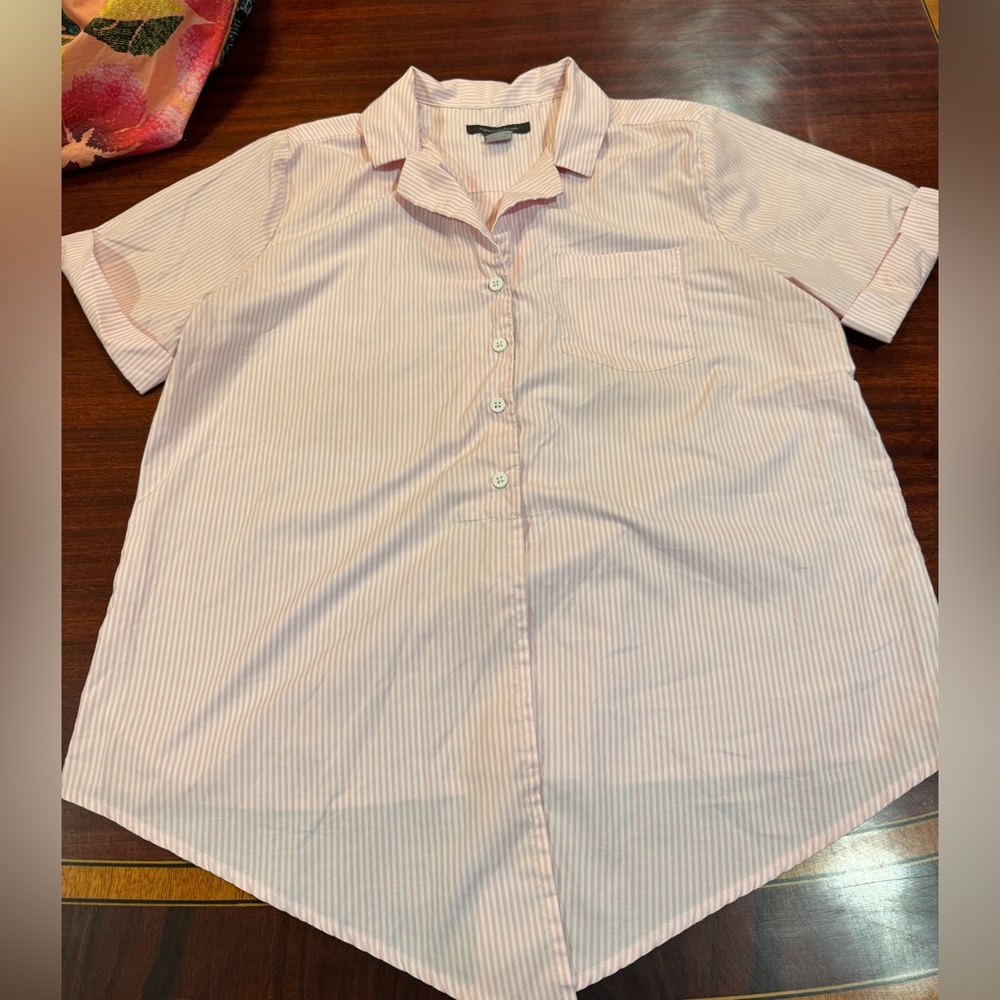 French Connection Light Pink Striped Button Down Shirt